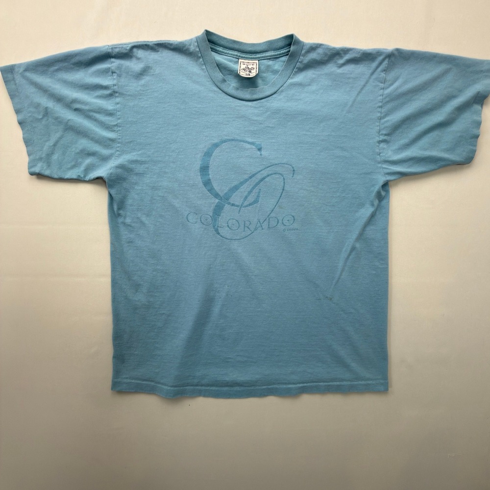 Vintage Colorado T Shirt Mens XL Single Stitch Blue Graphic 1996 Regular 90s